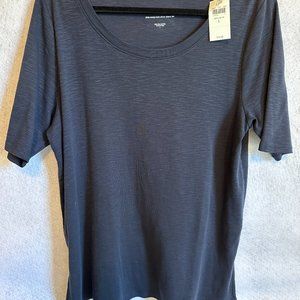 J Jill Scoop Neck Cotton Tee Size L in Navy Blue